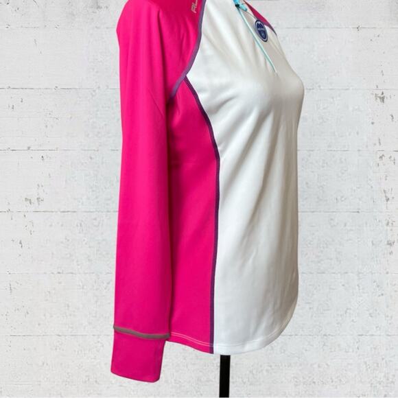 NWT RLX Ralph Lauren 1/4 Zip Golf Shirt XS Pullover Long Sleeve White Pink - Picture 4 of 10